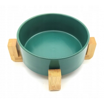 MISKA CERAMICZNA DREWNIANY STOJAK NA WODĘ KARMĘ