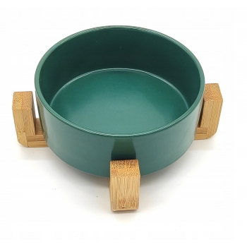 MISKA CERAMICZNA DREWNIANY STOJAK NA WODĘ KARMĘ