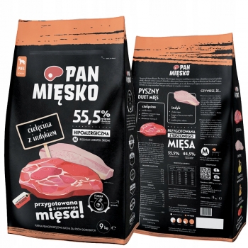 PAN MIĘSKO SUCHA KARMA CIELĘCINA Z INDYKIEM 9KG