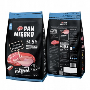 PAN MIĘSKO SUCHA KARMA CIELĘCINA Z PRZEPIÓRKĄ 3KG