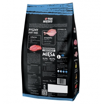 PAN MIĘSKO SUCHA KARMA CIELĘCINA Z PRZEPIÓRKĄ 3KG