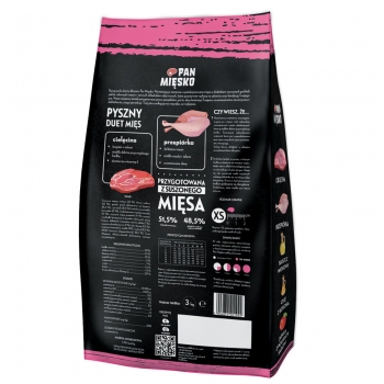 PAN MIĘSKO SUCHA KARMA CIELĘCINA Z PRZEPIÓRKĄ 3KG