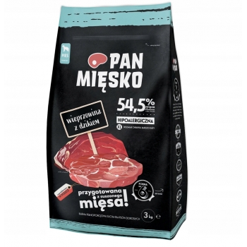 PAN MIĘSKO SUCHA KARMA WIEPRZOWINA Z DZIKIEM 3KG