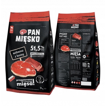 PAN MIĘSKO SUCHA KARMA WOŁOWINA Z KOZINĄ 9KG M