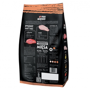PAN MIĘSKO SUCHA KARMA CIELĘCINA Z INDYKIEM 3KG M