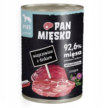 PAN MIĘSKO KARMA MOKRA DLA PSA WIEPRZOW DZIK 400G
