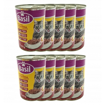 KARMA MOKRA PUSZKA KOTA Z WOŁOWINĄ BASIL 10 x 415g
