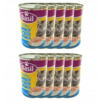 KARMA MOKRA PUSZKA KOTA Z ŁOSOSIEM BASIL 10 x 415g