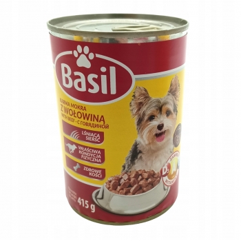 KARMA MOKRA PUSZKA DLA PSA Z WOŁOWINĄ BASIL 415G
