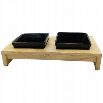 CERAMICZNE MISKI PSA NA DREWNIANYM STOJAKU 2x0,4L