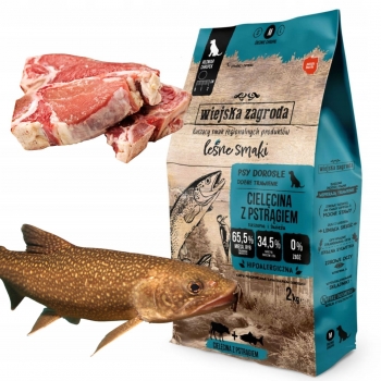 KARMA WIEJSKA ZAGRODA CIELĘCINA Z PSTRĄGIEM 2KG