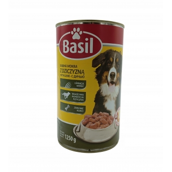 KARMA MOKRA PUSZKA DLA PSA PSÓW Z DZICZYZNĄ BASIL 1250G