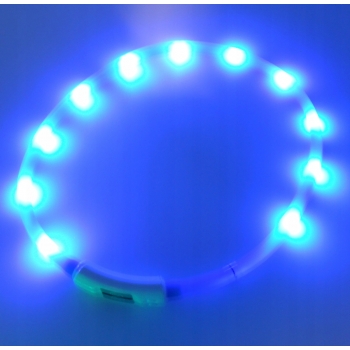 DŁUGA ŚWIECĄCA OBROŻA LED REGULOWANA DLA PSA KOTA 70CM NIEBIESKA SILIKONOWA