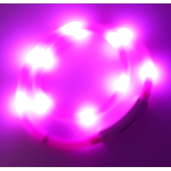 DŁUGA ŚWIECĄCA OBROŻA LED REGULOWANA DLA PSA KOTA 70CM RÓŻOWA SILIKONOWA