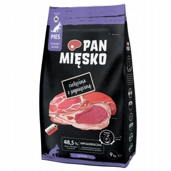 PAN MIĘSKO KARMA SUCHA DLA PSA SENIOR CIELĘCINA Z JAGNIĘCINĄ M 9KG