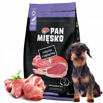 PAN MIĘSKO KARMA SUCHA DLA PSA SENIOR CIELĘCINA Z JAGNIĘCINĄ M 3KG