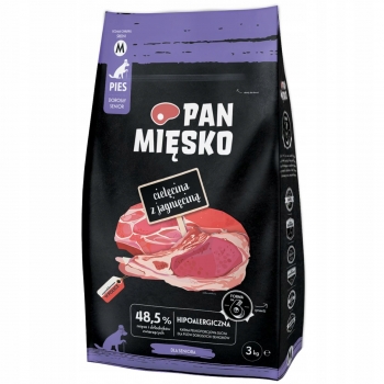 PAN MIĘSKO KARMA SUCHA DLA PSA SENIOR CIELĘCINA Z JAGNIĘCINĄ M 3KG