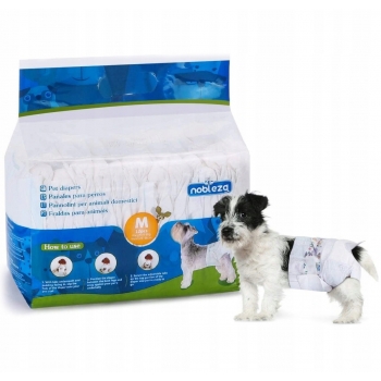 PIELUCHY PAMPERSY MAJTKI HIGIENICZNE dla PSA SUCZKI PSÓW KOTA 4-8KG M 12SZT