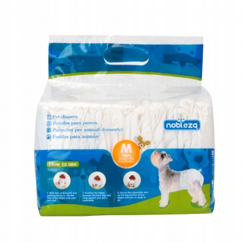 PIELUCHY PAMPERSY MAJTKI HIGIENICZNE dla PSA SUCZKI PSÓW KOTA 4-8KG M 12SZT