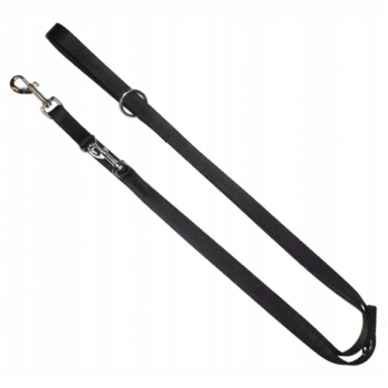 CZARNA SMYCZ PRZEPINANA TAŚMOWA DLA PSA REGULOWANA 2,5CM 120-220 CM