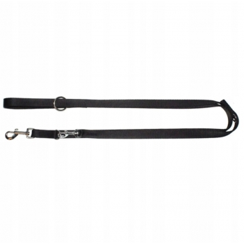 CZARNA SMYCZ PRZEPINANA TAŚMOWA DLA PSA REGULOWANA 2,5CM 120-220 CM
