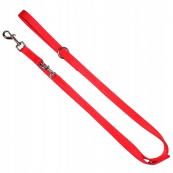 CZERWONA SMYCZ PRZEPINANA TAŚMOWA DLA PSA REGULOWANA 2,5 CM 120-220 CM