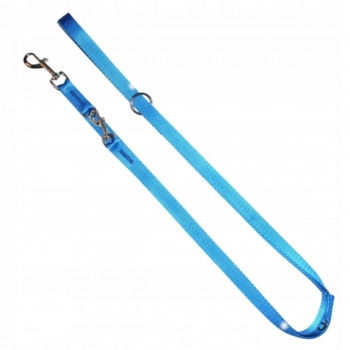 NIEBIESKA SMYCZ PRZEPINANA TAŚMOWA DLA PSA REGULOWANA 2,5 CM 120-220 CM