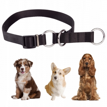 MOCNA PÓŁZACISKOWA OBROŻA CZARNA DLA PSA TAŚMOWA REGULOWANA M 2CM 25-45CM