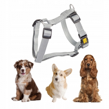 SZELKI GUARD Z TAŚMY DLA PSA REGULOWANE DWUPASKOWE SPACER L SZARE 54-100CM