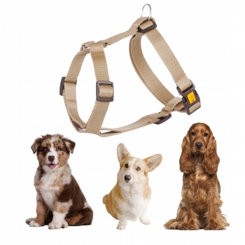 SZELKI GUARD Z TAŚMY PSA REGULOWANE DWUPASKOWE NA SPACER L KHAKI 54-100CM