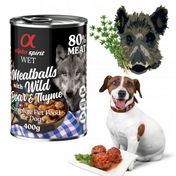 MEATBALLS KARMA MOKRA DLA PSA KLOPSIKI Z DZIKIEM I TYMIANKIEM 400G