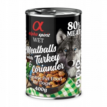 MEATBALLS KARMA MOKRA DLA PSA KLOPSIKI MIĘSNE Z INDYKIEM I KOLENDRĄ 400G