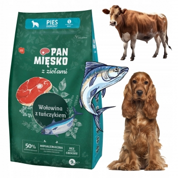 PAN MIĘSKO Z ZIOŁAMI KARMA SUCHA DLA PSA WOŁOWINA Z TUŃCZYKIEM S 9KG
