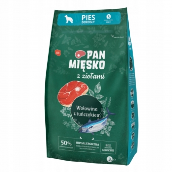 PAN MIĘSKO Z ZIOŁAMI KARMA SUCHA DLA PSA WOŁOWINA Z TUŃCZYKIEM S 3KG