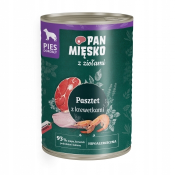 KARMA MOKRA PASZTET Z ZIOŁAMI Z KREWETKAMI DLA PSA PSÓW PAN MIĘSKO 400G