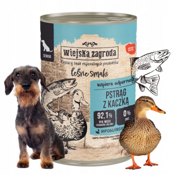 KARMA MOKRA DLA PSA SENIOR PSTRĄG Z KACZKĄ LEŚNE SMAKI WIEJSKA ZAGRODA 400G