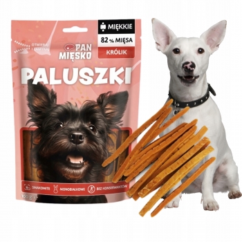PRZYSMAK MONOBIAŁKOWY MIĘKKI DLA PSA PALUSZKI KRÓLIK 100G PAN MIĘSKO