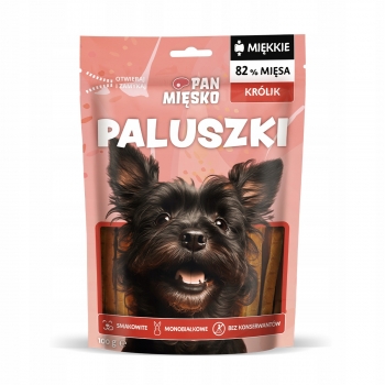 PRZYSMAK MONOBIAŁKOWY MIĘKKI DLA PSA PALUSZKI KRÓLIK 100G PAN MIĘSKO