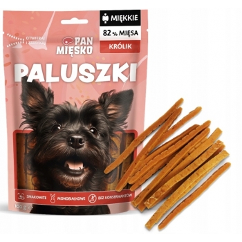 PRZYSMAK MONOBIAŁKOWY MIĘKKI DLA PSA PALUSZKI KRÓLIK 100G PAN MIĘSKO