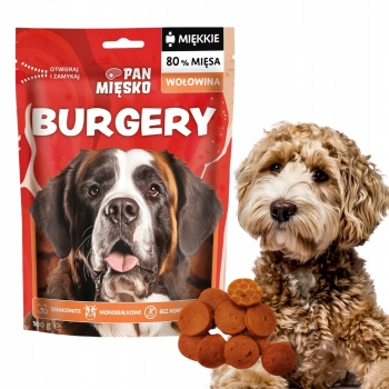 PRZYSMAK MONOBIAŁKOWY MIĘKKI DLA PSA BURGERY WOŁOWINA 100G PAN MIĘSKO