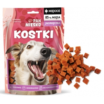 PRZYSMAK MONOBIAŁKOWY MIĘKKI DLA PSA KOSTKI JAGNIĘCINA 100G PAN MIĘSKO